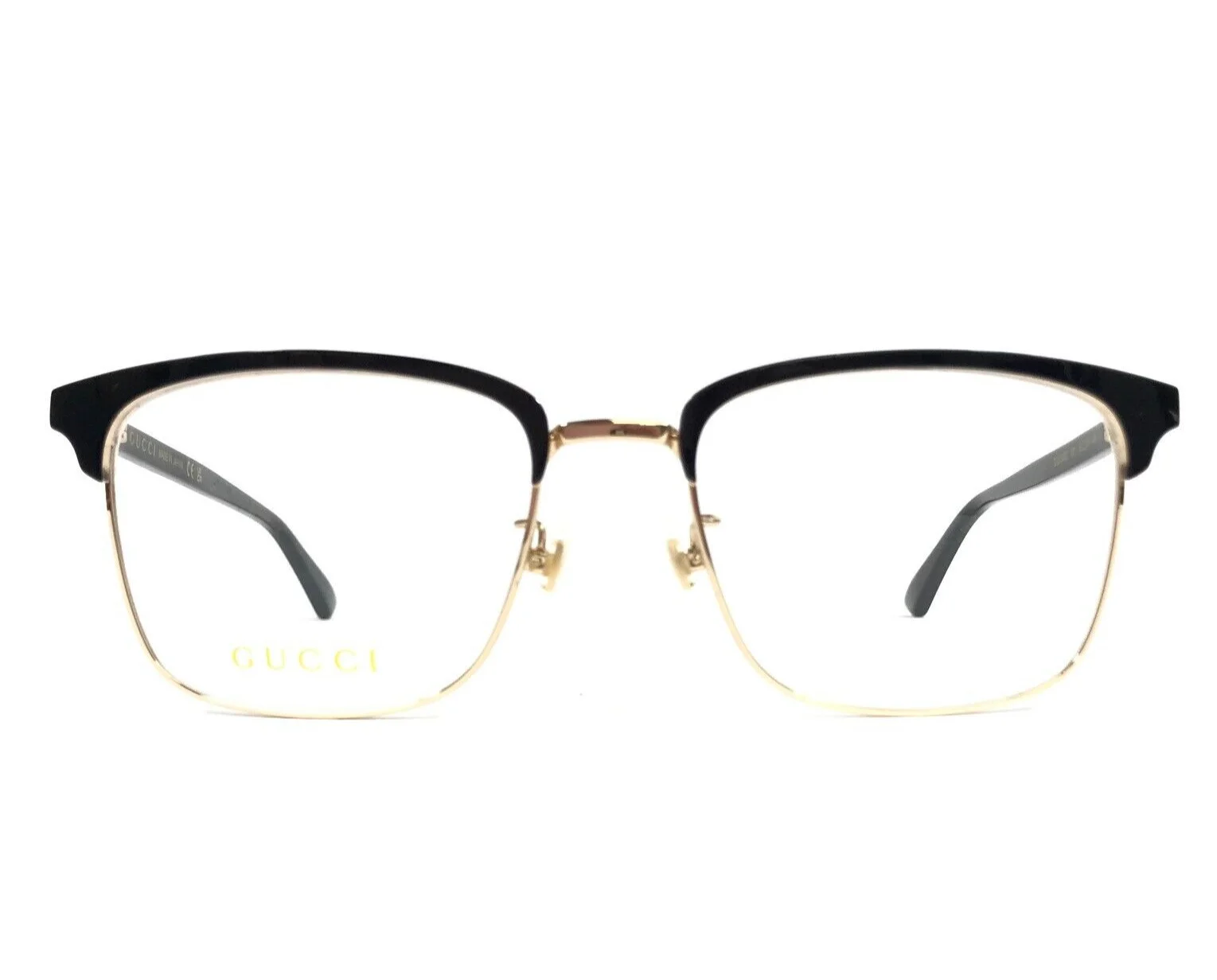 Gucci Eyeglasses Frames GG0130OZ 001 Matte Black Gold Square Full Rim 53-18-145
